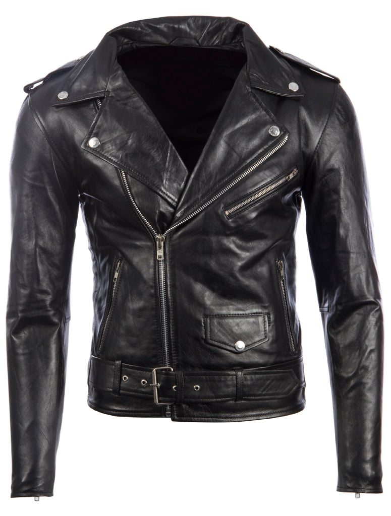Men's Leather Biker Jacket – Black