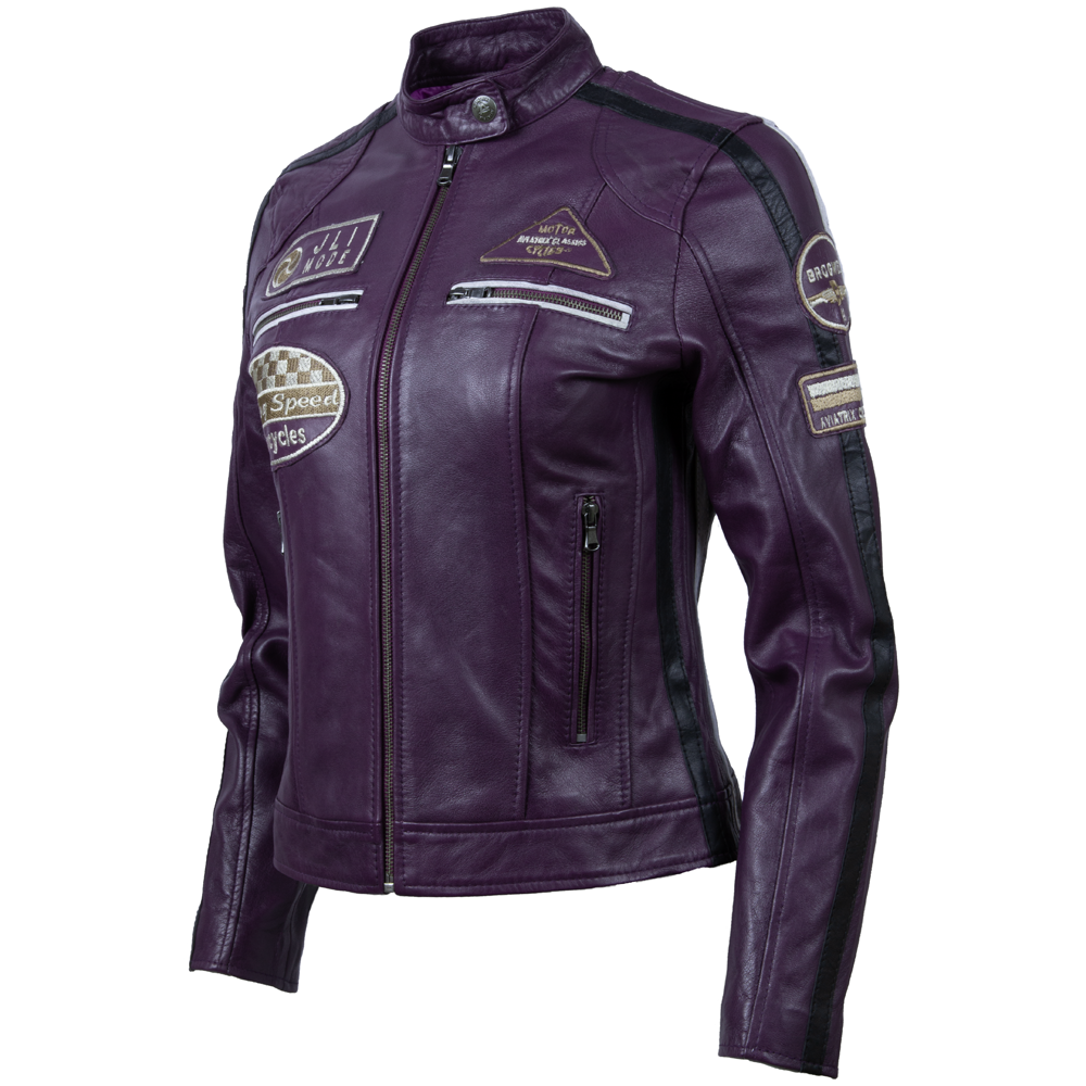 Women's Leather Racing Jacket – Purple
