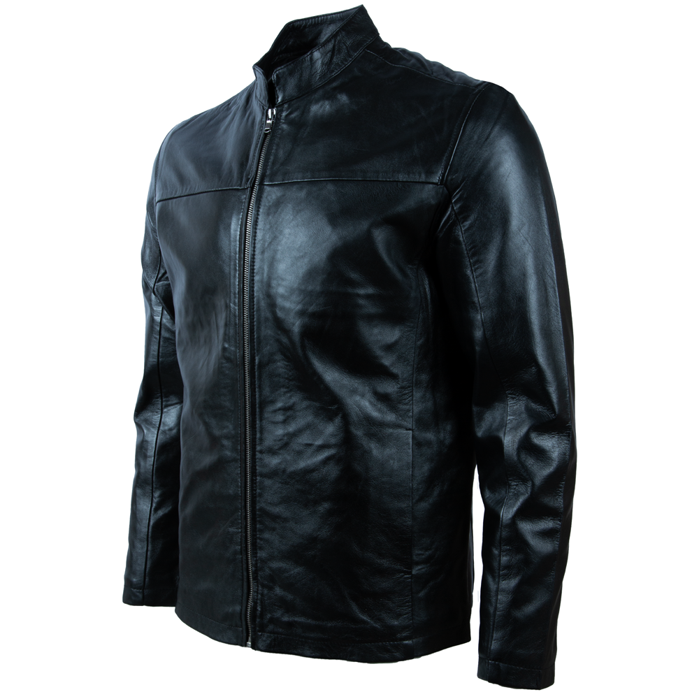 Men's Leather Café Racer Jacket – Black