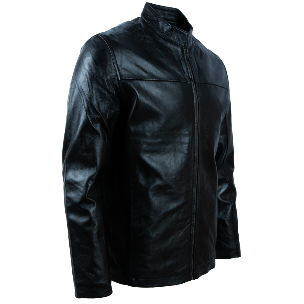 Men's Leather Café Racer Jacket – Black