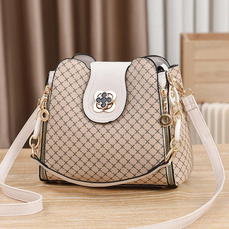Check Print Bucket Crossbody Bag