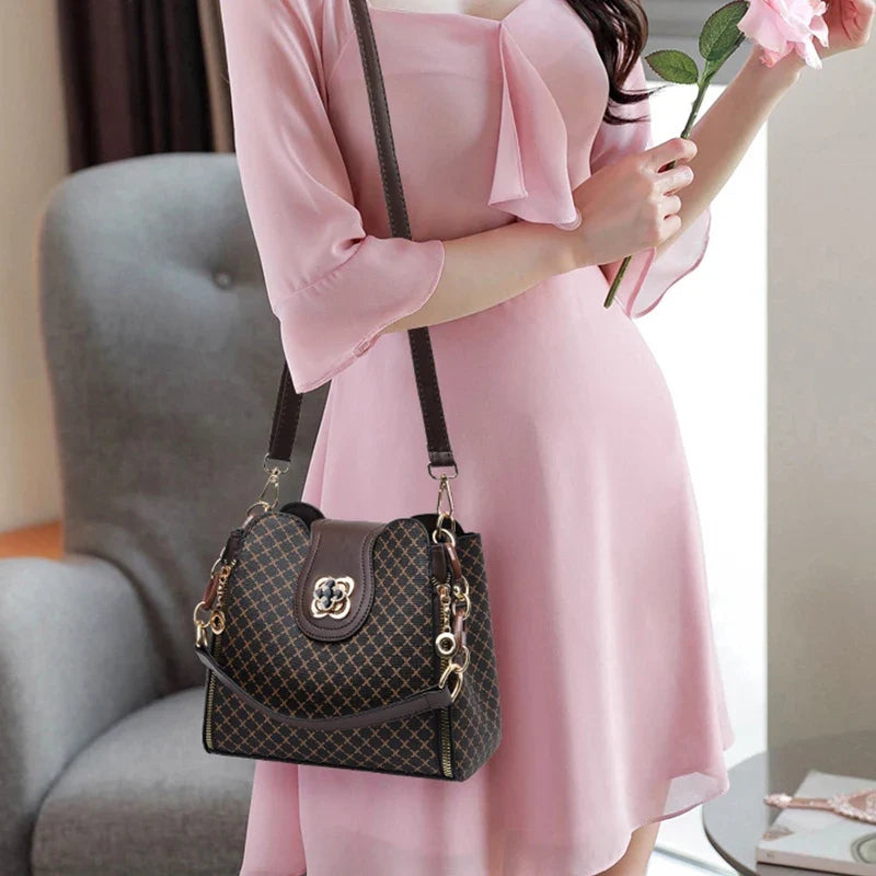 Check Print Bucket Crossbody Bag