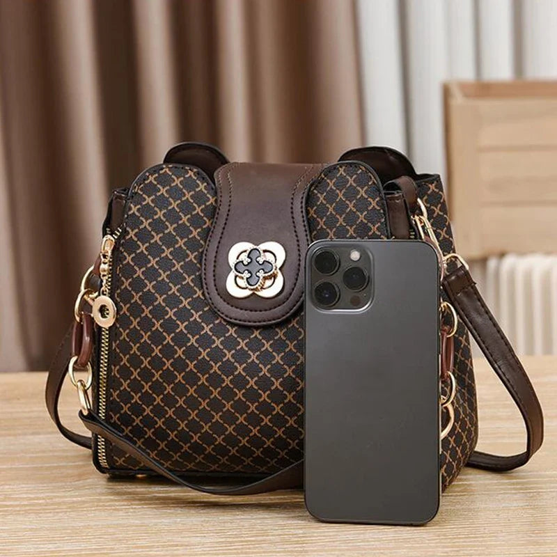 Check Print Bucket Crossbody Bag
