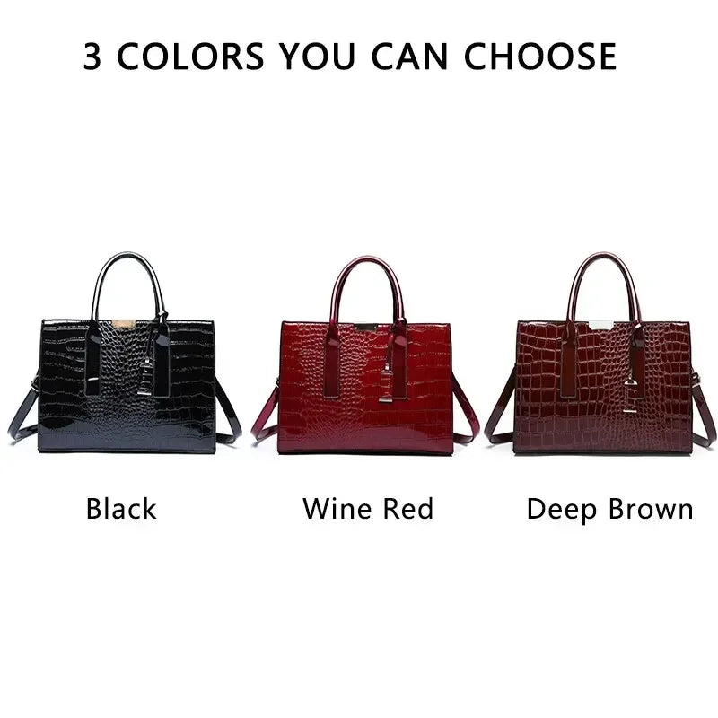 Croc-Effect Large Tote Bag