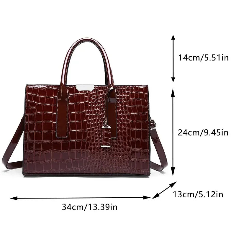 Croc-Effect Large Tote Bag