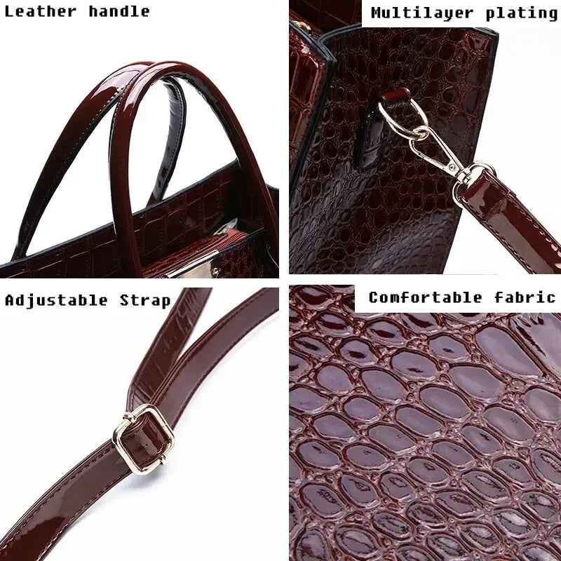 Croc-Effect Large Tote Bag