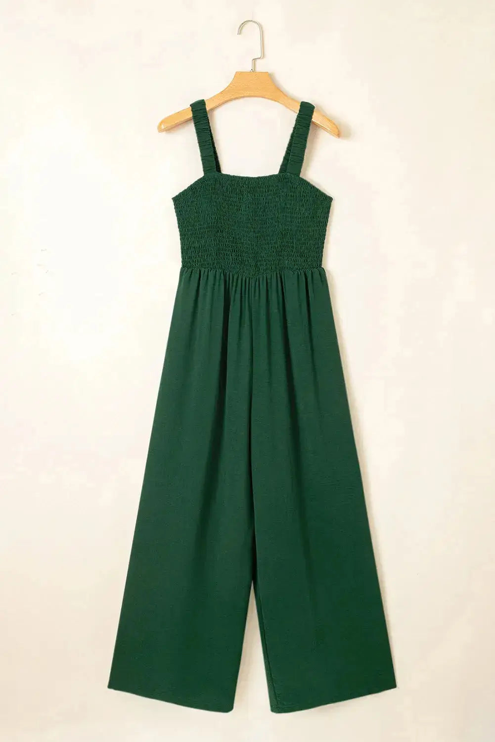 Smocked Square Neck Wide Leg Jumpsuit