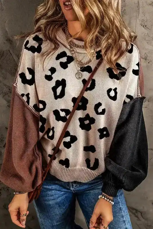 Leopard Print Colourblock Jumper