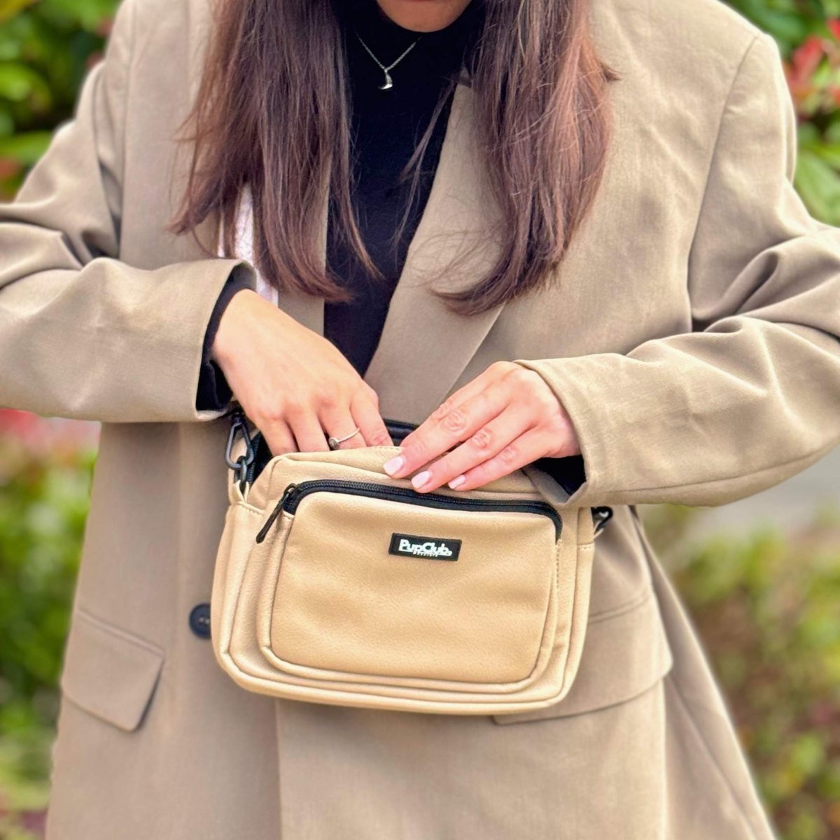 Vegan Leather Crossbody Bag – Tan