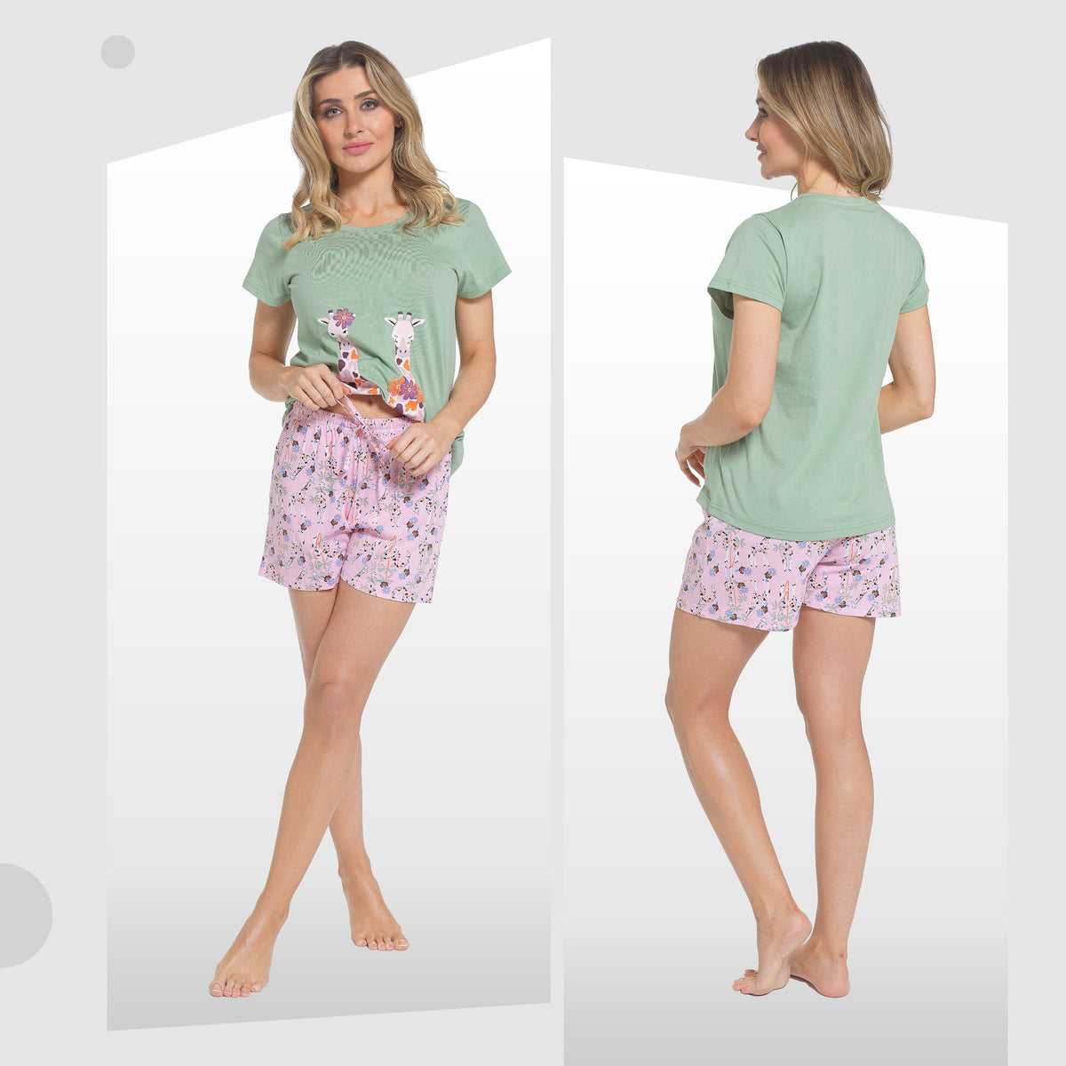 Giraffe Print T-Shirt & Shorts Pyjamas