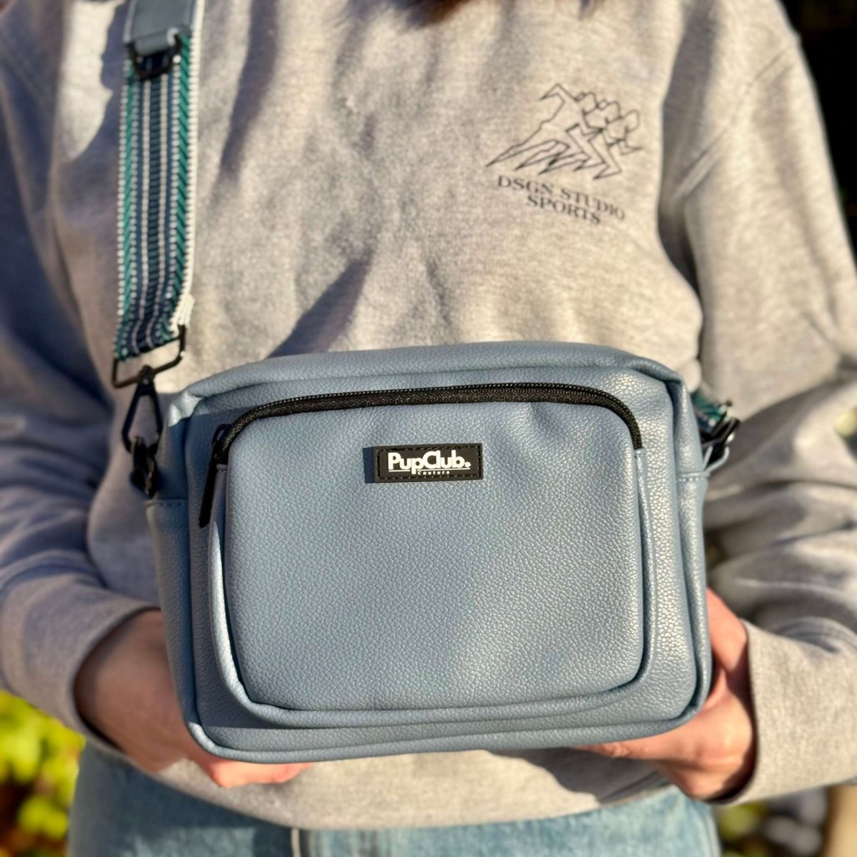 Vegan Leather Crossbody Bag – Slate Blue