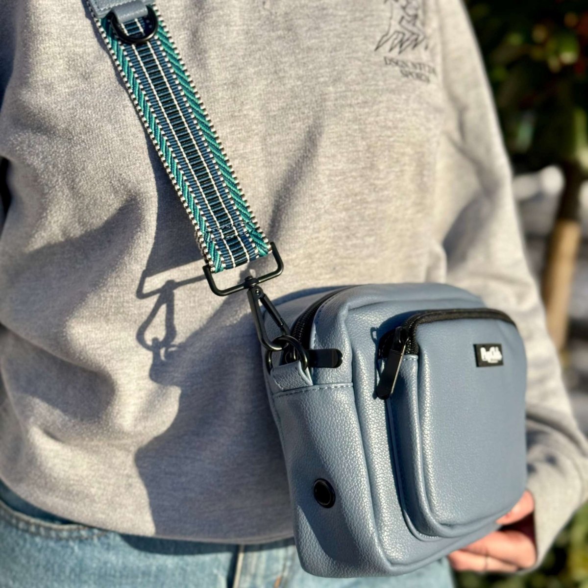 Vegan Leather Crossbody Bag – Slate Blue