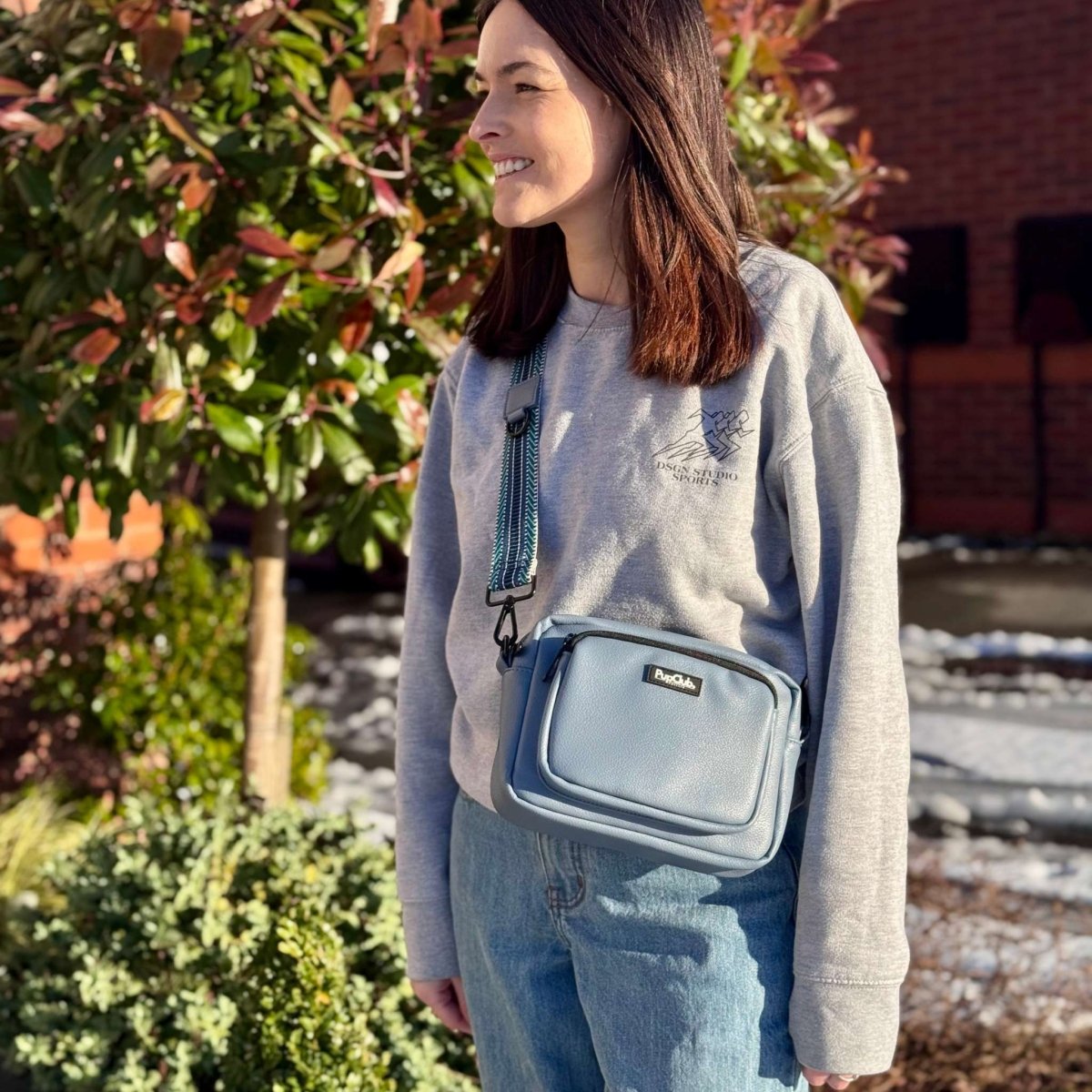 Vegan Leather Crossbody Bag – Slate Blue