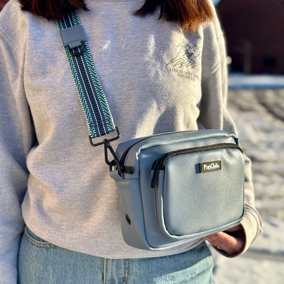 Vegan Leather Crossbody Bag – Slate Blue