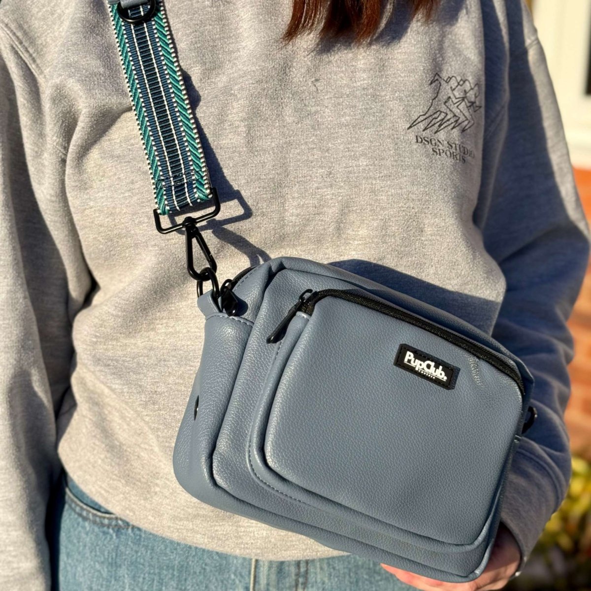 Vegan Leather Crossbody Bag – Slate Blue
