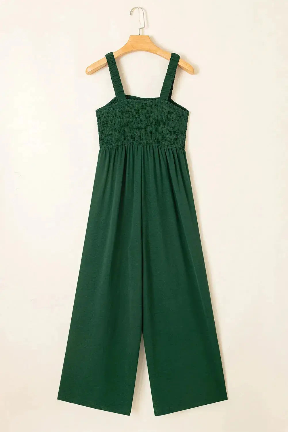 Smocked Square Neck Wide Leg Jumpsuit