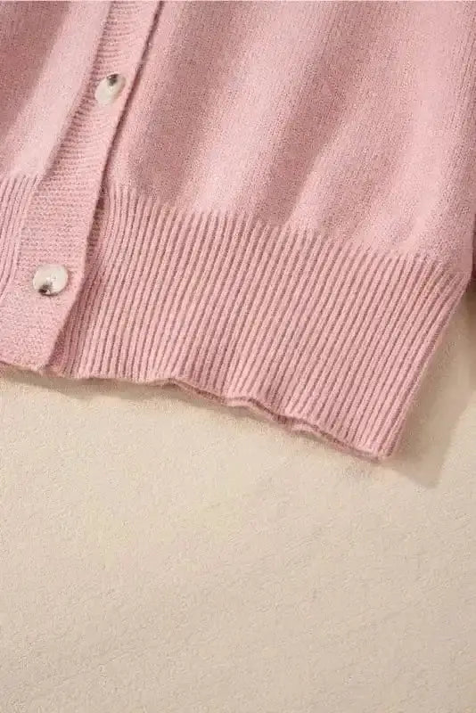 Pearl Button Knit Cardigan – Sepia Rose