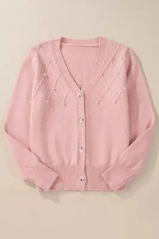 Pearl Button Knit Cardigan – Sepia Rose