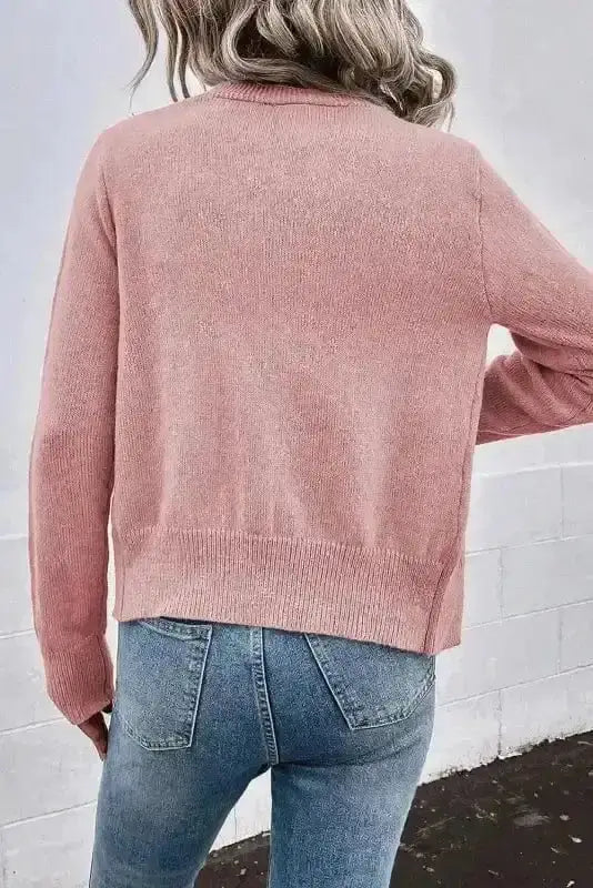 Pearl Button Knit Cardigan – Sepia Rose