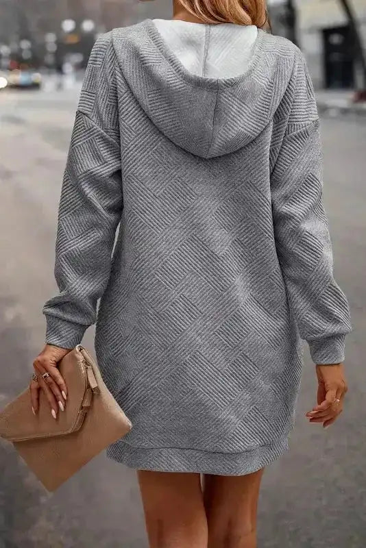 Drawstring Hooded Mini Dress with Kangaroo Pocket