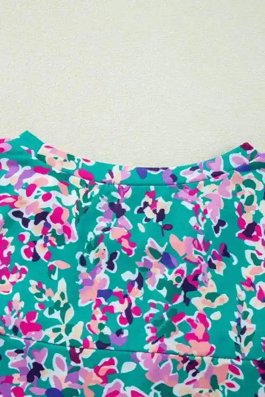 Floral V-Neck Wrap Maxi Dress – Green