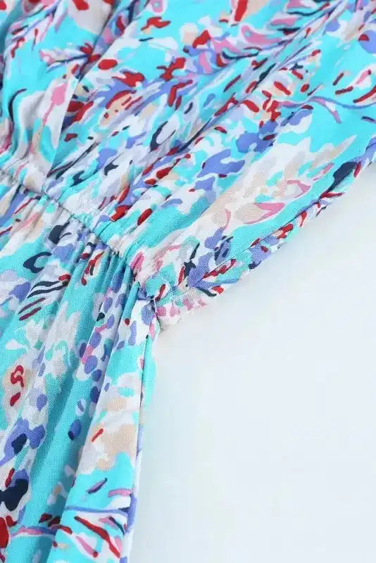 Floral V-Neck Wrap Maxi Dress – Green