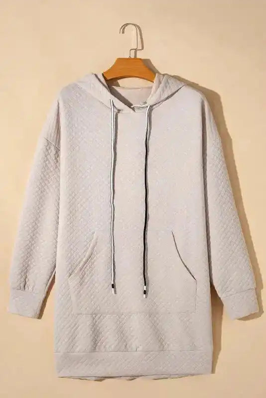 Quilted Hooded Mini Dress with Kangaroo Pocket