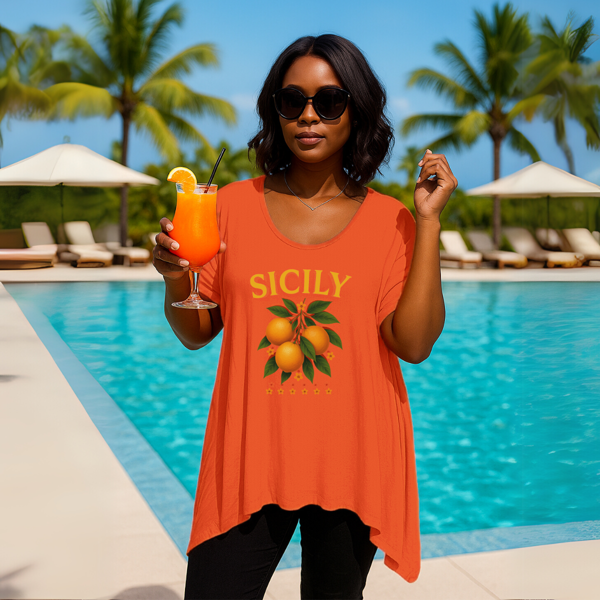Orange Hanky Hem Swing Top