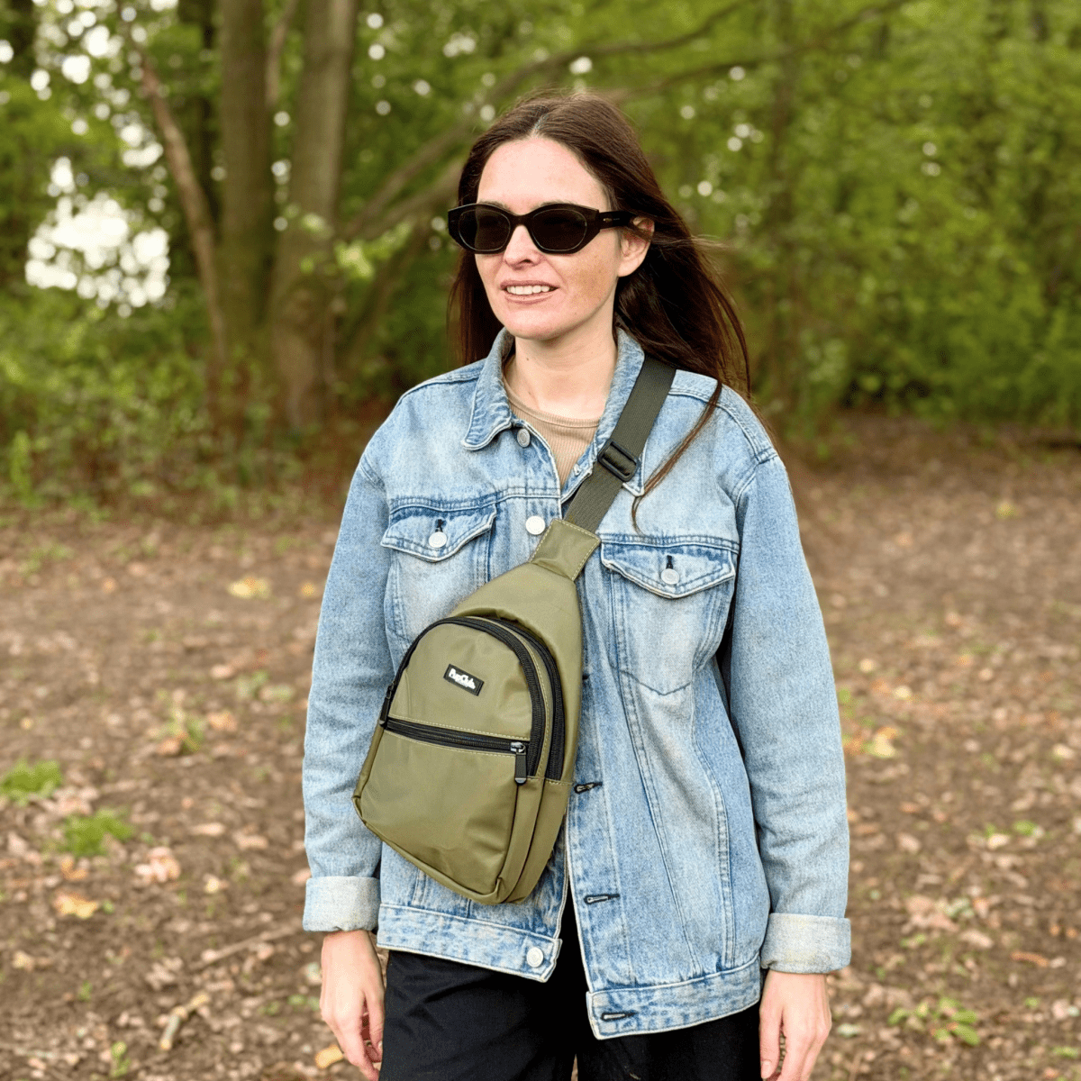 Water-Resistant Sling Backpack – Khaki Green