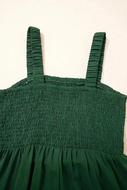 Smocked Square Neck Wide Leg Jumpsuit