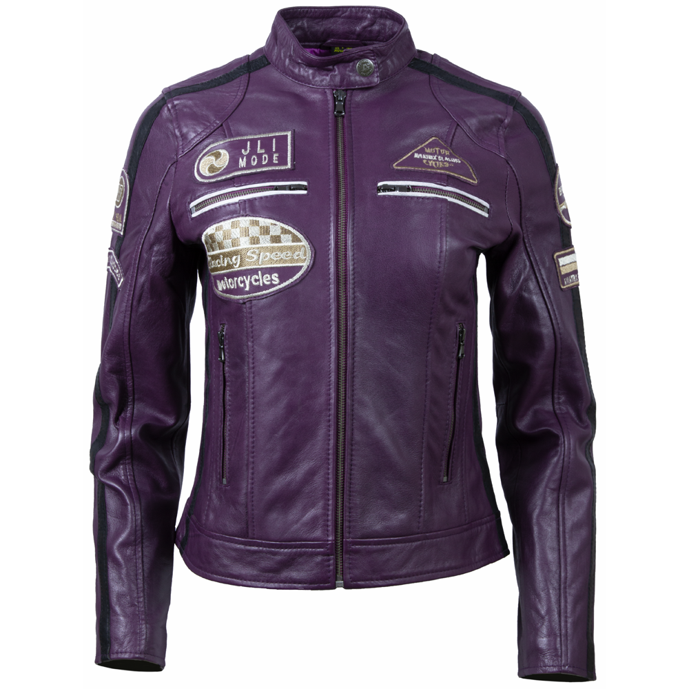 Women's Leather Racing Jacket – Purple