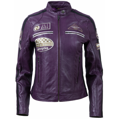 Women's Leather Racing Jacket – Purple
