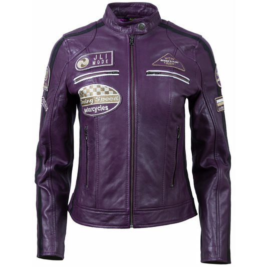 Women's Leather Racing Jacket – Purple