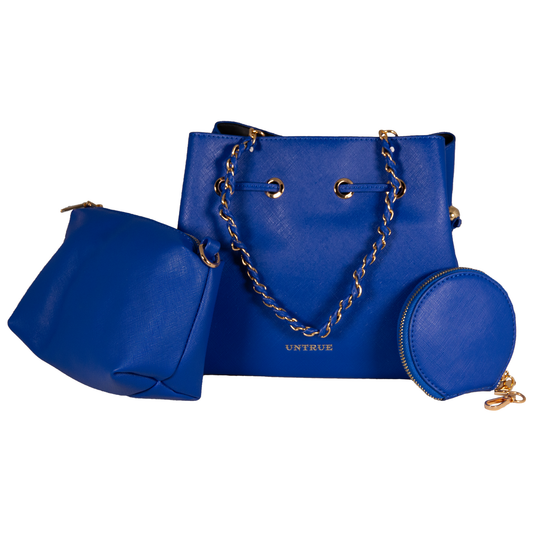 Drawstring Tote Handbag Set – Cobalt Blue