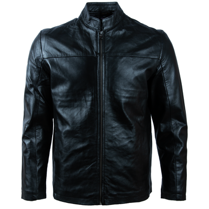 Men's Leather Café Racer Jacket – Black