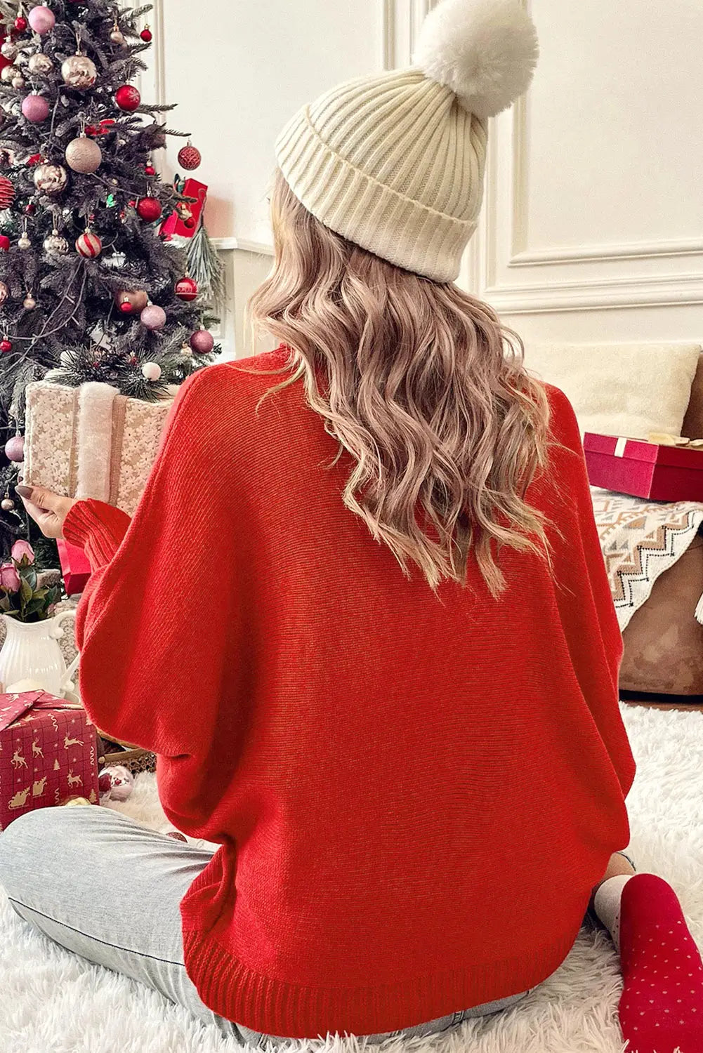 Fiery Red High Neck Jumper