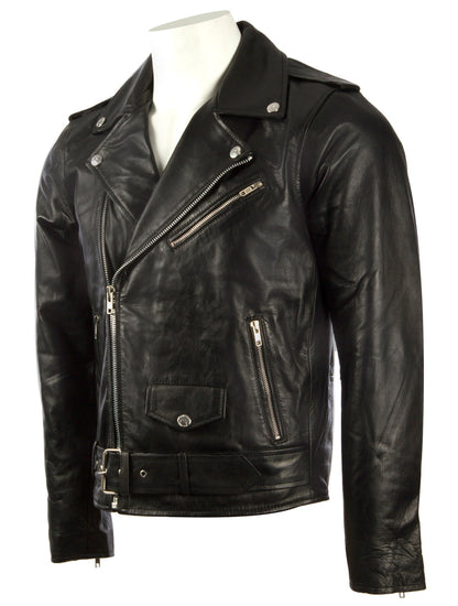 Men's Leather Biker Jacket – Black