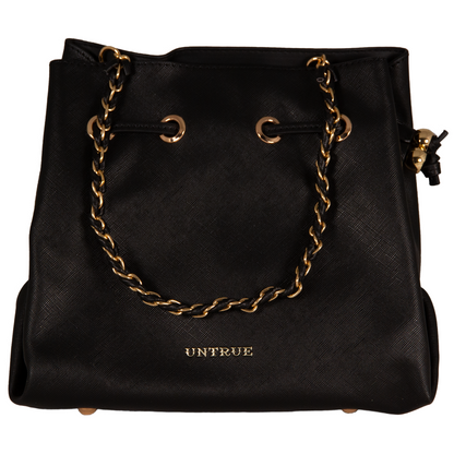 Drawstring Tote Handbag Set – Black
