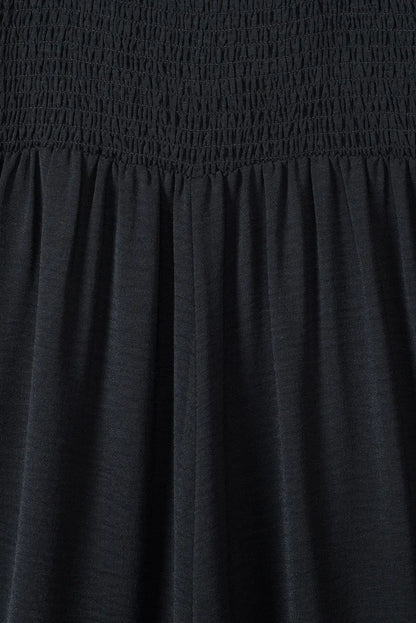 Smocked Square Neck Wide Leg Jumpsuit