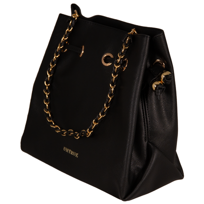 Drawstring Tote Handbag Set – Black