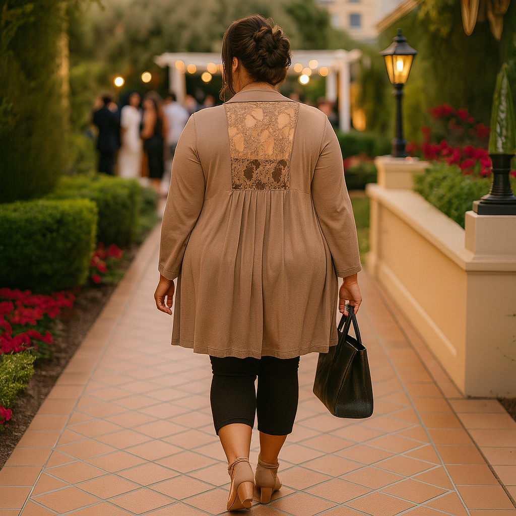 Longline Lace Panel Cardigan