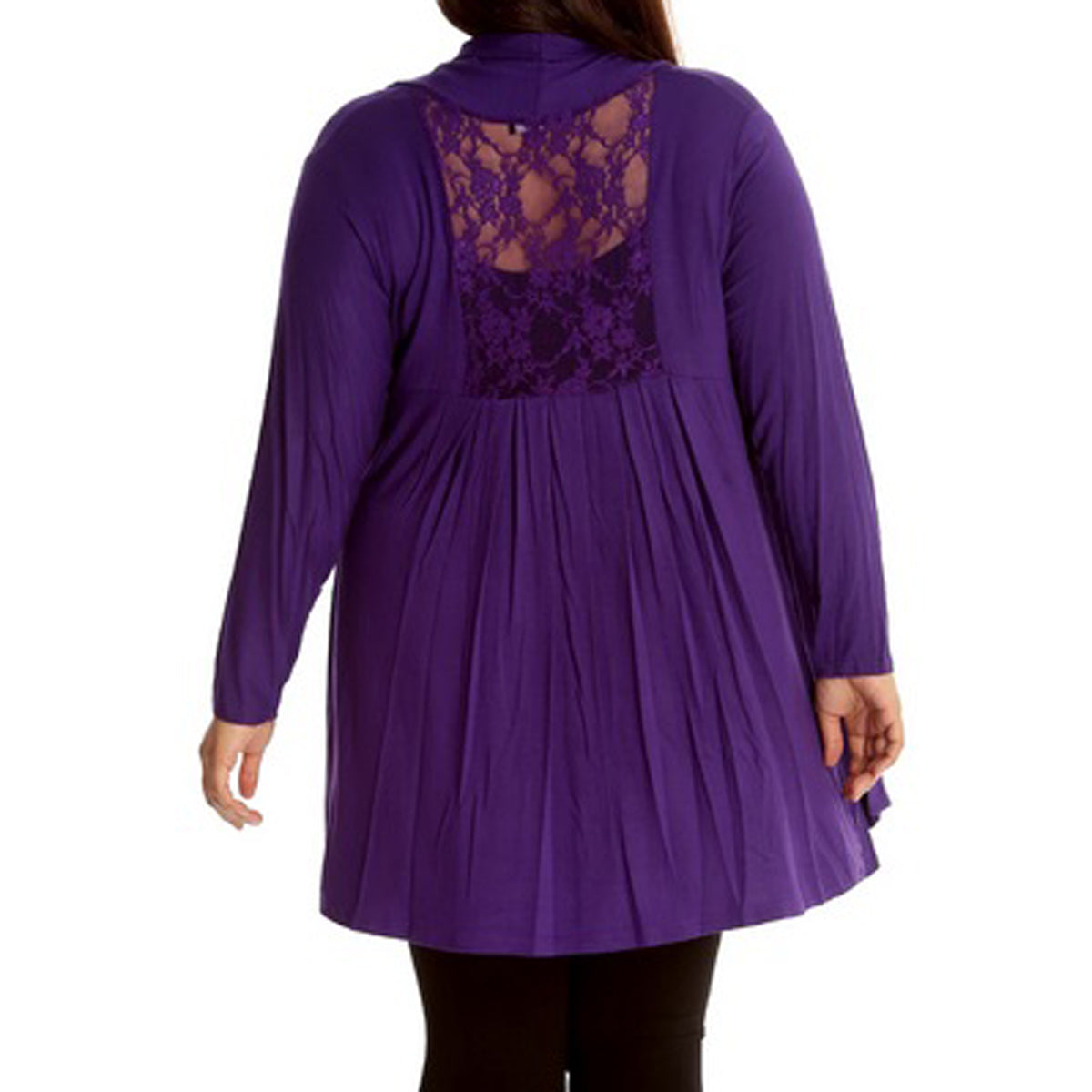 Longline Lace Panel Cardigan