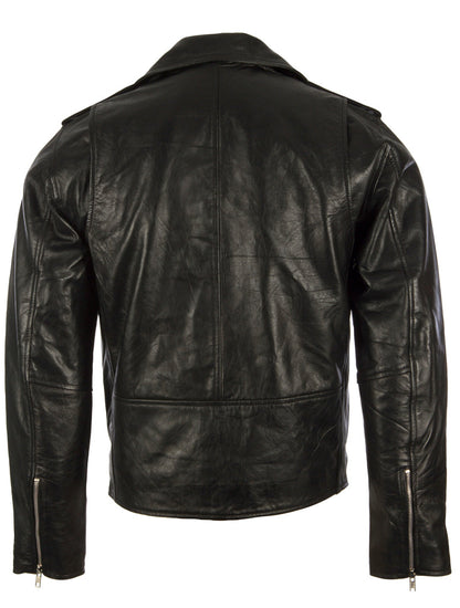 Men's Leather Biker Jacket – Black