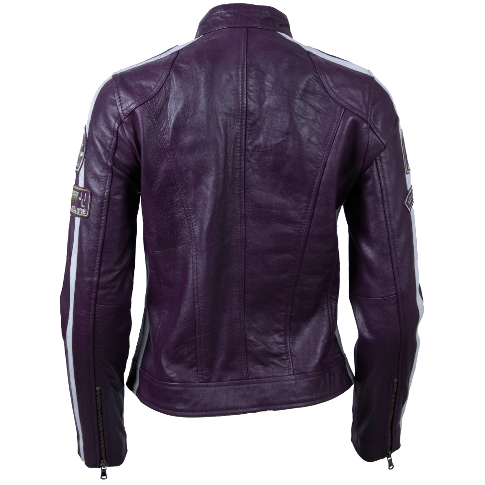 Women's Leather Racing Jacket – Purple