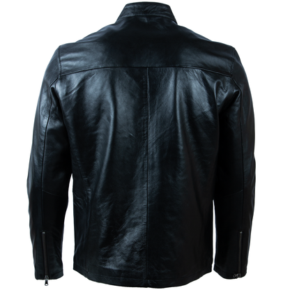 Men's Leather Café Racer Jacket – Black
