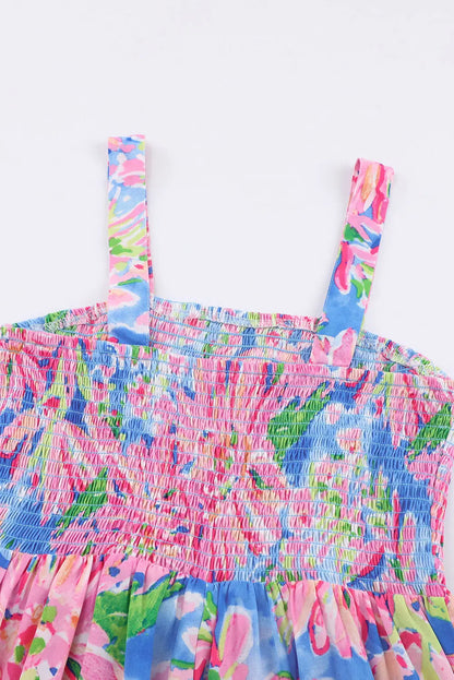 Smocked Square Neck Wide Leg Jumpsuit