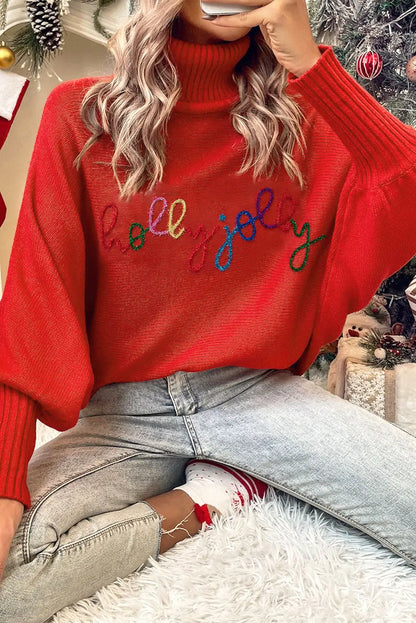 Fiery Red High Neck Jumper