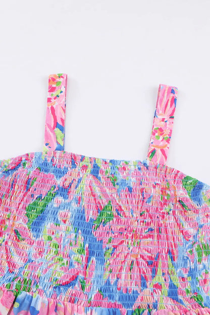 Smocked Square Neck Wide Leg Jumpsuit