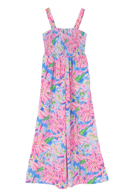 Smocked Square Neck Wide Leg Jumpsuit