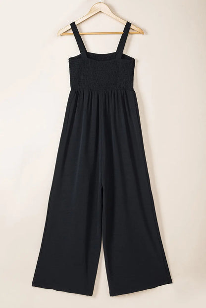 Smocked Square Neck Wide Leg Jumpsuit